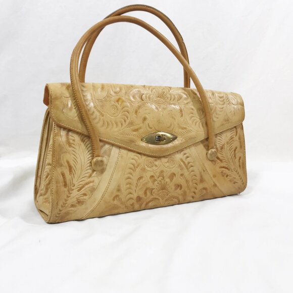 Vintage Purse Mexican Tooled Leather Western Handbag AS IS - Picture 2 of 8